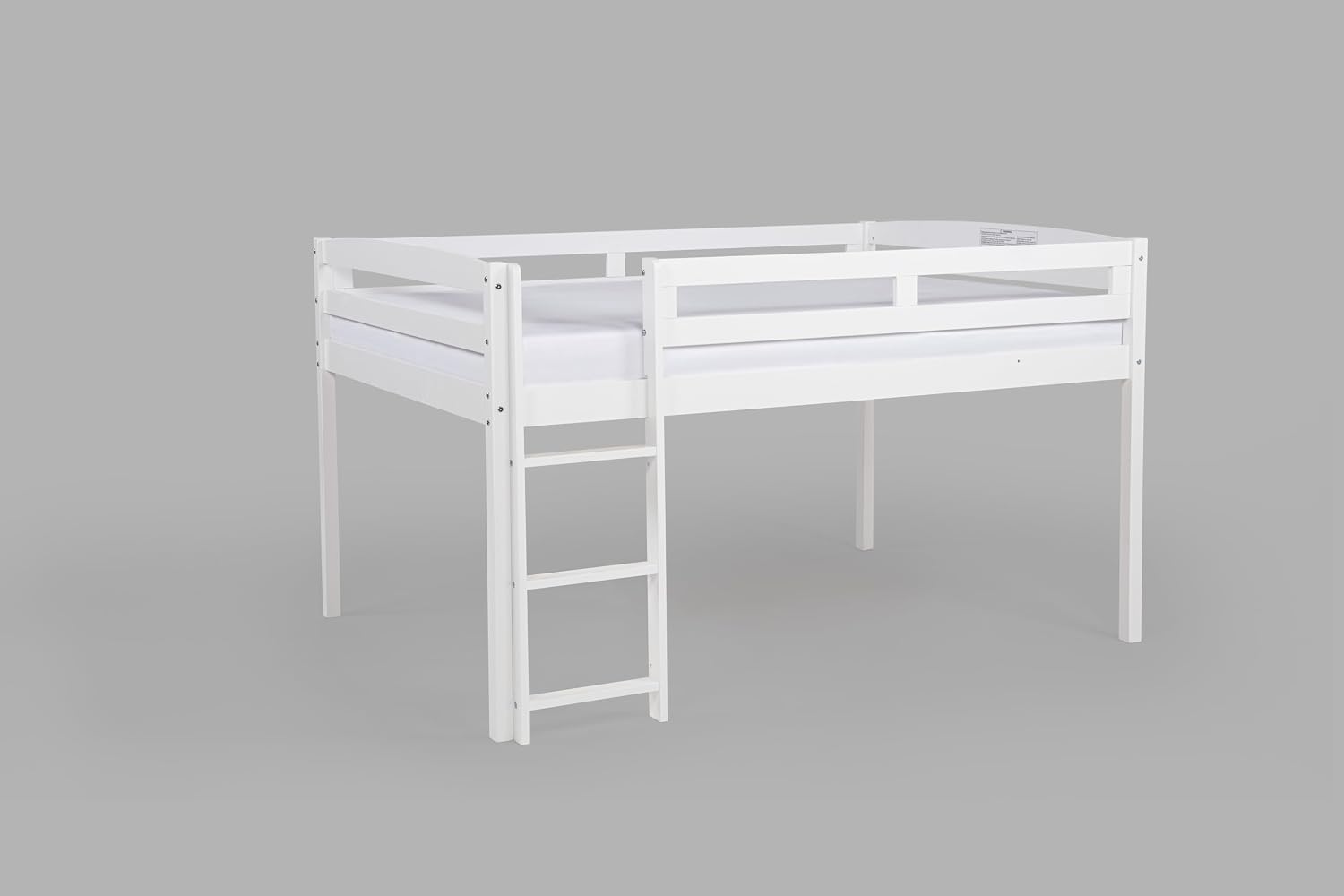 Tribeca Wood Low Loft Bed Frame / 14 Wood Slats Support/No Box Spring Necessary/Easy Assembly/Twin - White