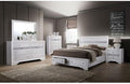 MASARA 5-Piece Queen Bedroom Set, Contemporary White with Silver Accents, Panel Bed with Storage.