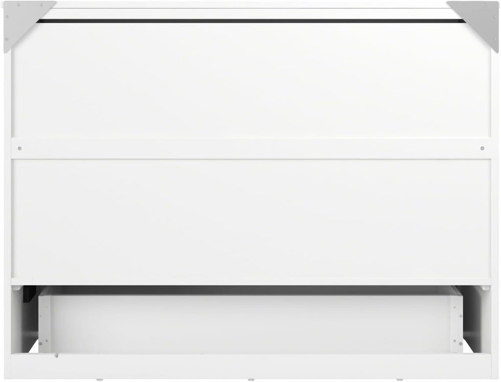 AFI, Northfield Murphy Bed Chest Full with 6' Mattress, Storage Drawer & Built-in USB Charger, White