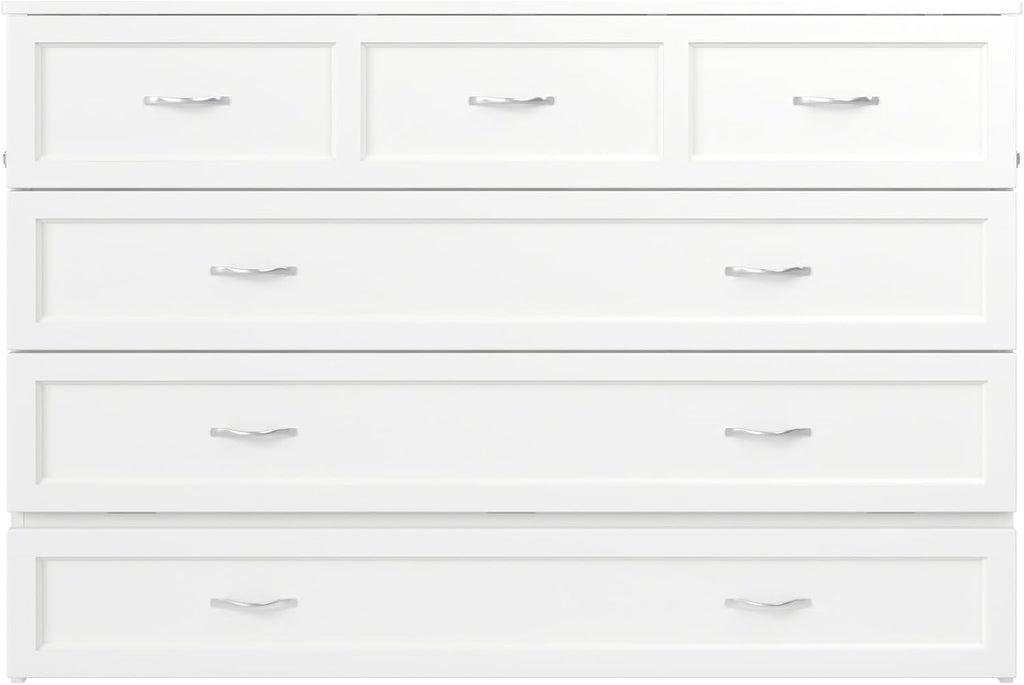 AFI Northfield Queen Size Murphy Bed Chest with Mattress, Storage, & Built-in Charger in White