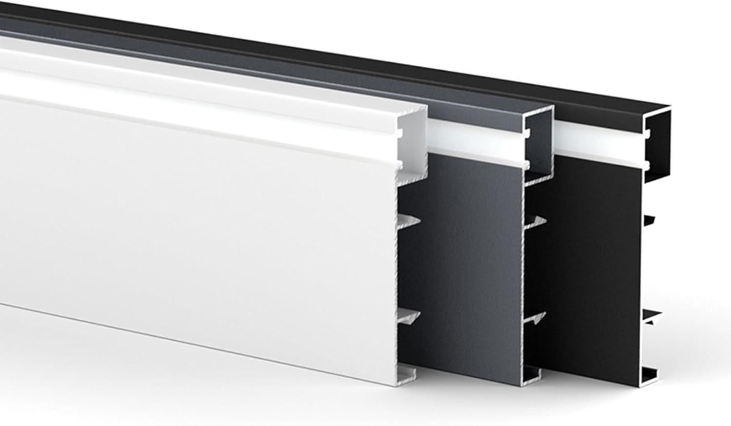LED Aluminium Baseboard Molding Trim Height 80mm (3.15') Length 1200mm (3.94ft) Metal Wall Base Snap-on Aluminium Skirting Trim - Elevate Your Home Décor (Black, 10pcs)