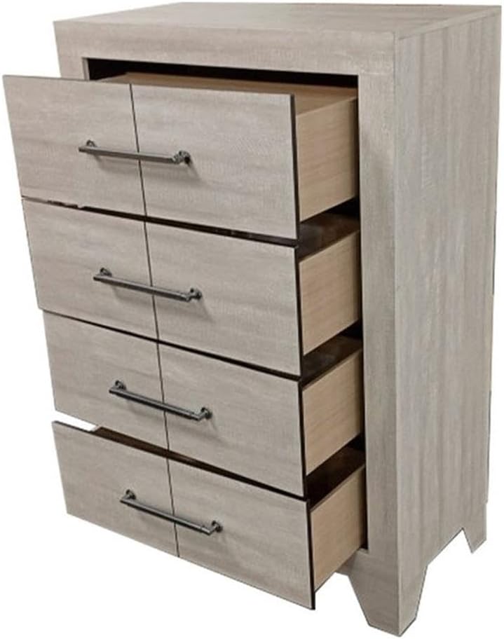 Best Quality Furniture 5 Piece Bedroom Set in Rustic Gray Oak Wood in Queen