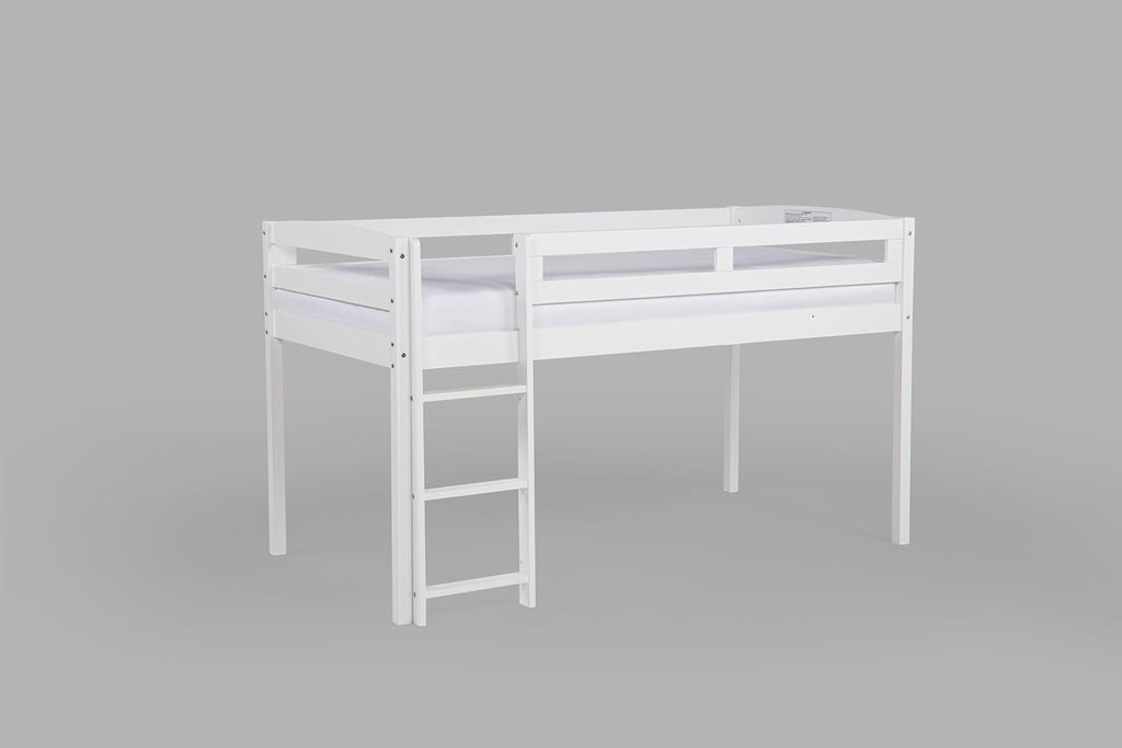 Tribeca Wood Low Loft Bed Frame / 14 Slat Supports/No Box Spring Necessary/Easy Assembly/Twin - White
