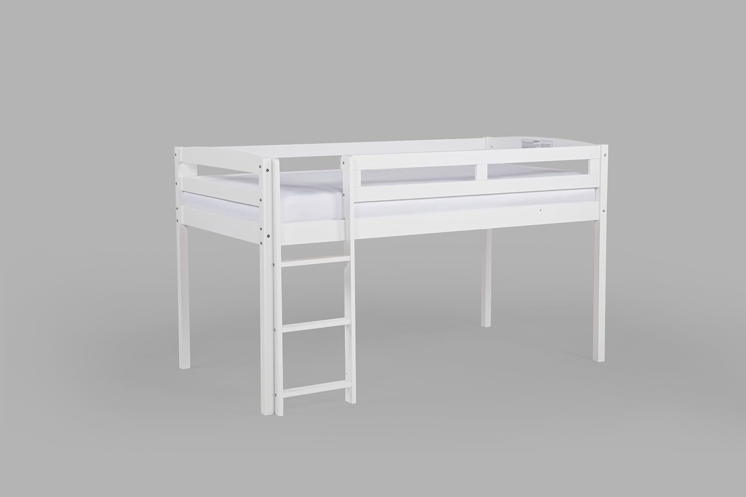 Tribeca Wood Low Loft Bed Frame / 14 Slat Supports/No Box Spring Necessary/Easy Assembly/Twin - White