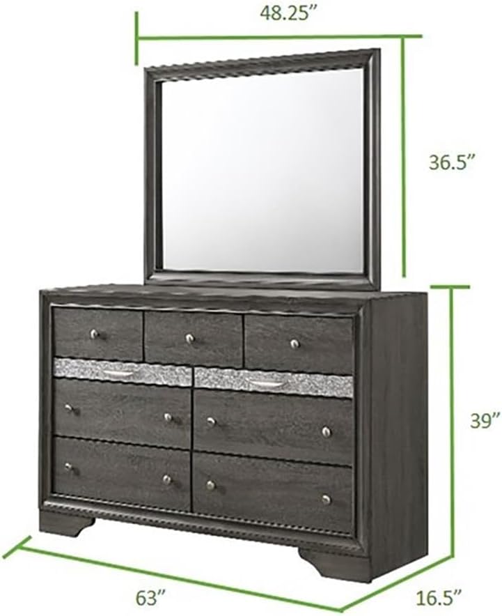 Matrix Traditional Style Queen 5 PC Storage Bedroom Set in Gray Made with Wood