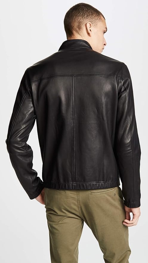 Theory Men's Morvek L.kelleher Leather Outerwear Jackets, Black, Medium US