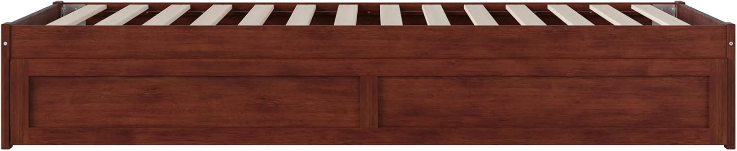 AFI Colorado Twin XL Size Platform Bed with Twin XL Trundle and Charging Station in Walnut