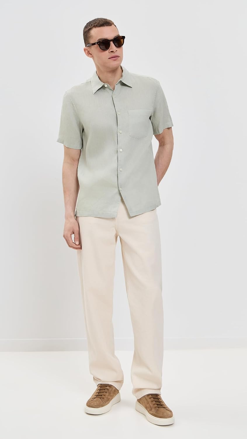 Theory Men's Irving Relaxed Linen Short Sleeve Shirt