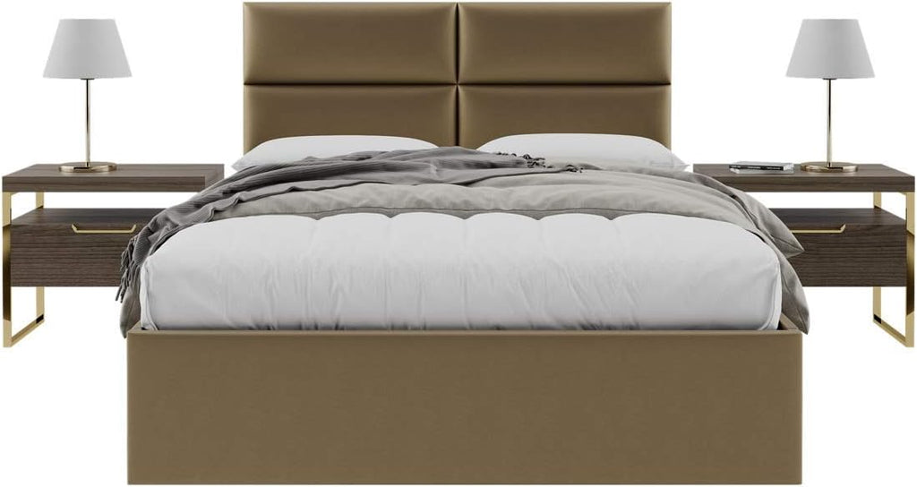 Vänt Upholstered Wall Mounted Headboard Panels -Isabelle Layout - 60' X 23'-Configuration of 4 Individual Panels - Recommended for Queen-Full - Metallic/Gold