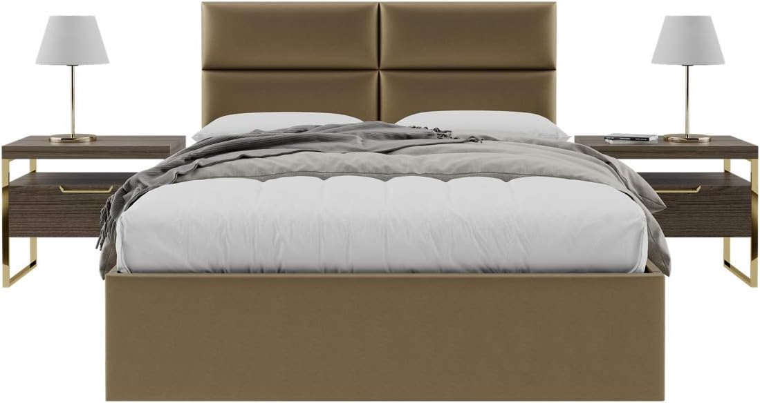 Vänt Upholstered Wall Mounted Headboard Panels -Isabelle Layout - 60' X 23'-Configuration of 4 Individual Panels - Recommended for Queen-Full - Metallic/Gold
