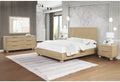 5 Piece Modern Wooden Queen Size Bedroom Furniture Set, Fluted Panels Design, Rounded Legs, Light Oak Wood Bedroom Set