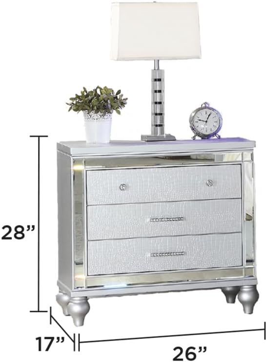 Silver Queen 5-Piece LED Bedroom Set with Wood Furniture