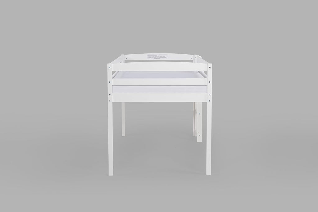 Tribeca Wood Low Loft Bed Frame / 14 Slat Supports/No Box Spring Necessary/Easy Assembly/Twin - White