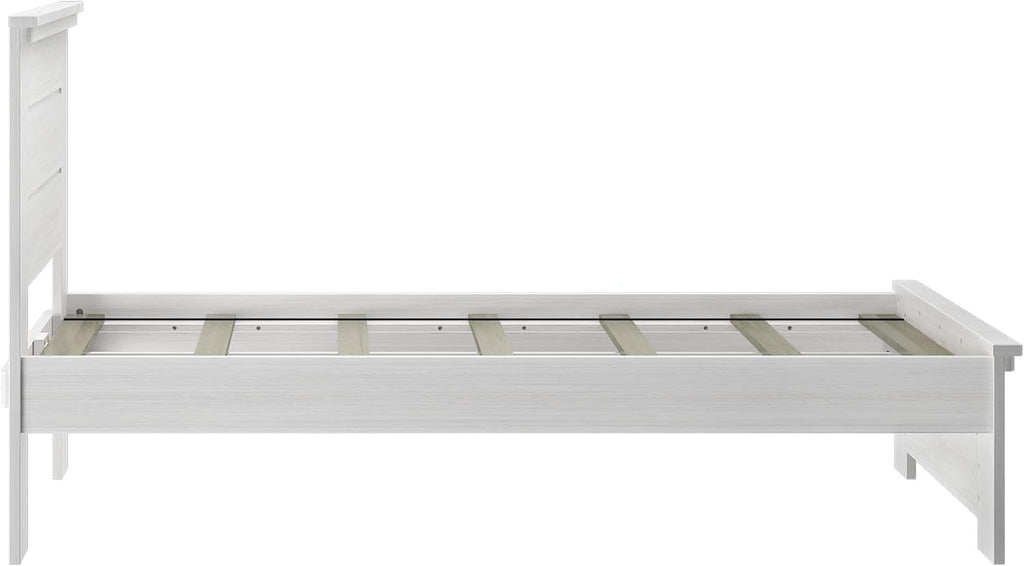 Plank+Beam Rustic Wood Twin Bed Frame, Platform Bed with Headboard, Solid, White Wash