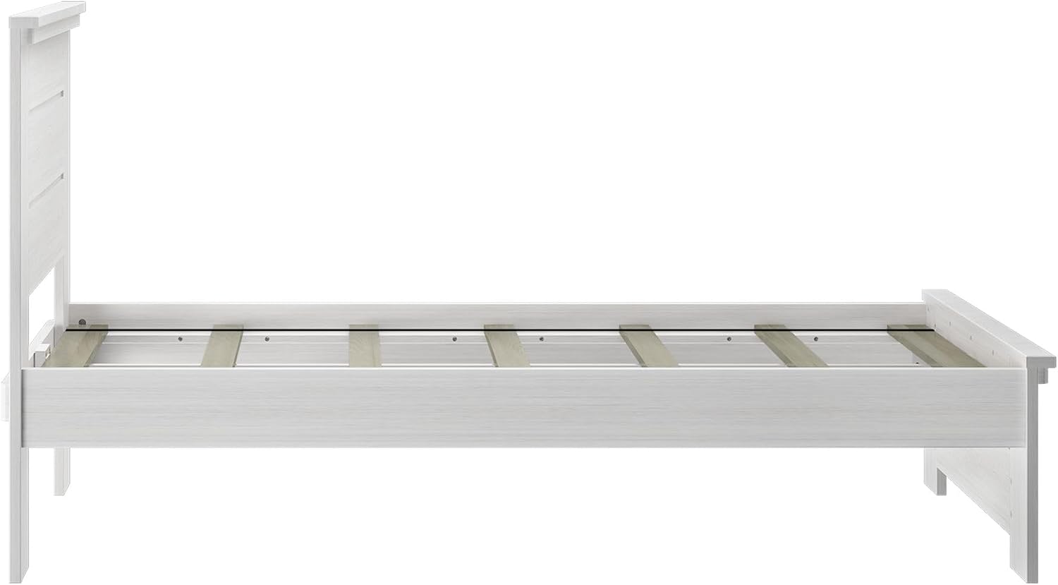 Plank+Beam Rustic Wood Twin Bed Frame, Platform Bed with Headboard, Solid, White Wash