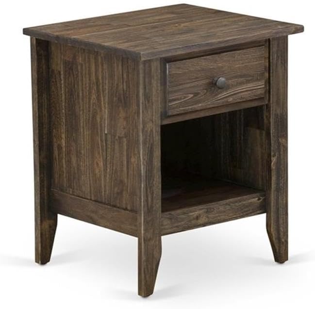 East West Furniture NL14Q-2GA07 3 Piece Bedroom Set - Button Tufted Queen Size Bed - Brown Taupe Velvet Fabric Upholstered Headboard with and a Distressed Jacobean Finish Nightstand