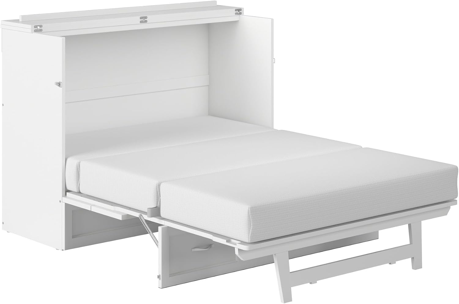 AFI, Northfield Murphy Bed Chest Full with 6' Mattress, Storage Drawer & Built-in USB Charger, White