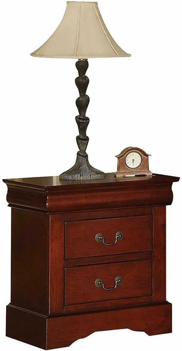 GTU Furniture 5pc Queen Size Sleigh Bedroom Set Louis Philippe Style in Cherry Finish (Cherry)