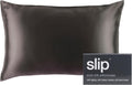 slip Queen Pure Silk Envelope Pillow Case - 100% Pure 22 Momme Mulberry Silk - Queen Size Standard Pillow Case - Anti-Aging, Anti-BedHead, Anti-Sleep Crease, Charcoal (20' x 30')