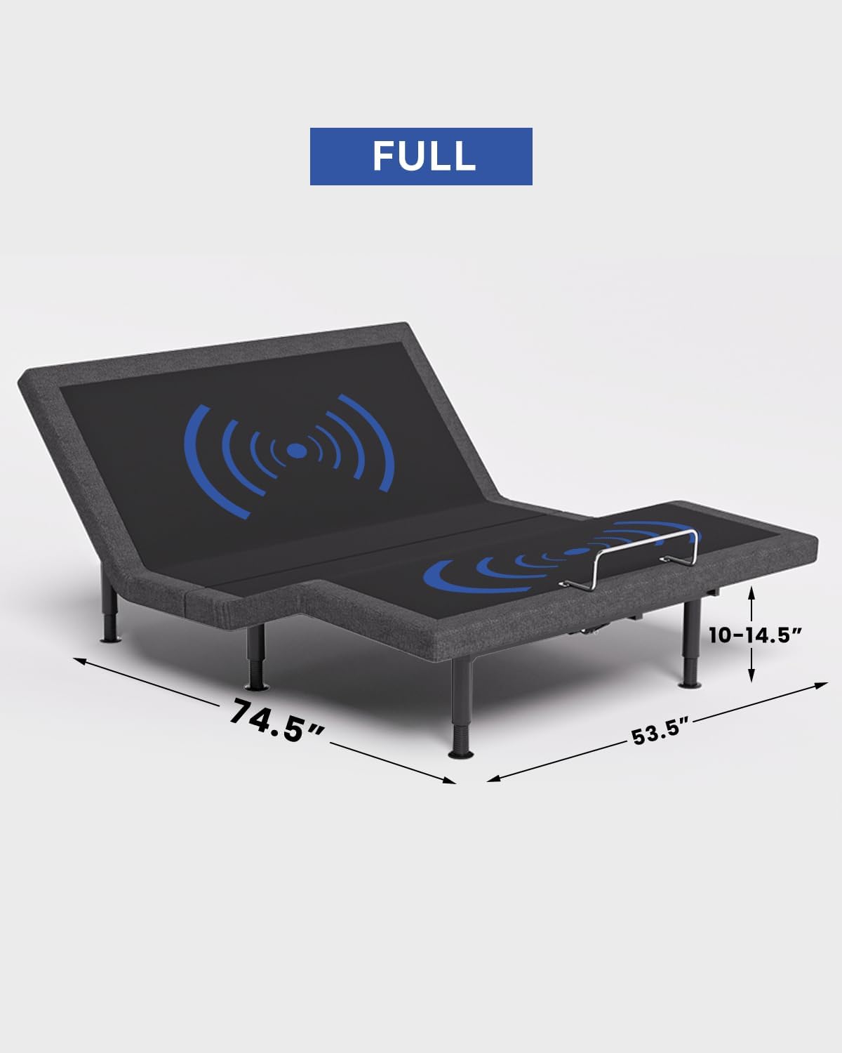 Full Size Adjustable Bed Frame with Massage & Zero Gravity - Electric Bed Frame with Remote, USB Charging, LED Night Light, 7.5-12.5' Adjustable Height, 900LBS Capacity, Quiet Motor