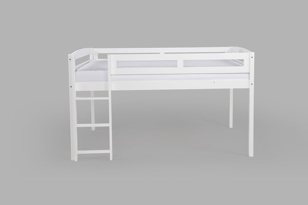 Tribeca Wood Low Loft Bed Frame / 14 Wood Slats Support/No Box Spring Necessary/Easy Assembly/Twin - White