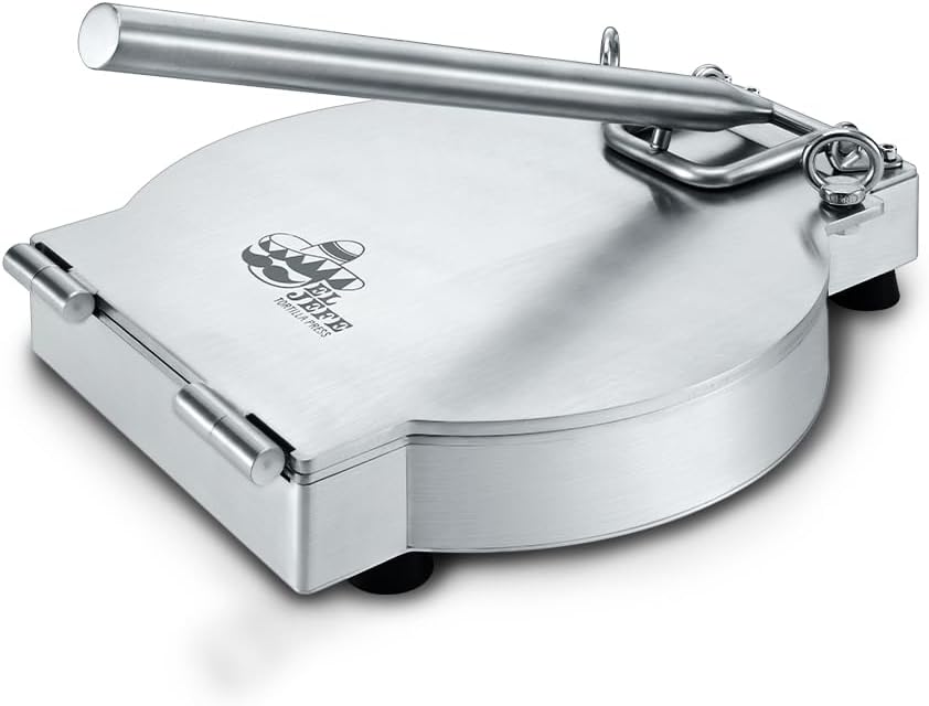 Concord 11' Stainless Steel EL JEFE Commercial Grade Tortilla Press. 2 Gauge Thickness, 18 LBS. Perfect Maker for Flour or Corn Tortillas, Quesadillas, Roti, and much more!
