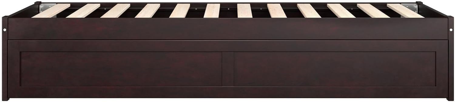 AFI Colorado Twin Size Platform Bed with Twin Trundle and Charging Station in Espresso