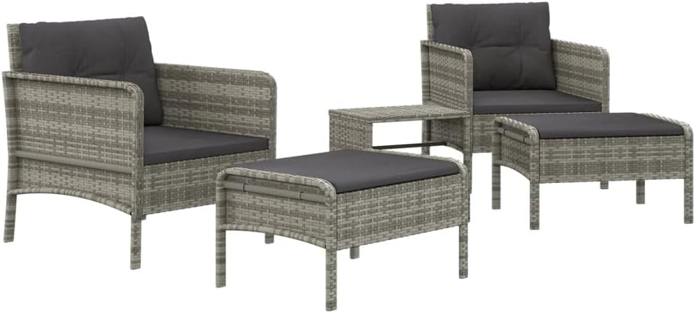 5 Piece Patio Lounge Set with Cushions Gray Poly Rattanqueen Bed Frame with headboard Queen Size Bed Frame King Size Bed Frame King Platform Bed Frame Metal Bed Frame Queen Size