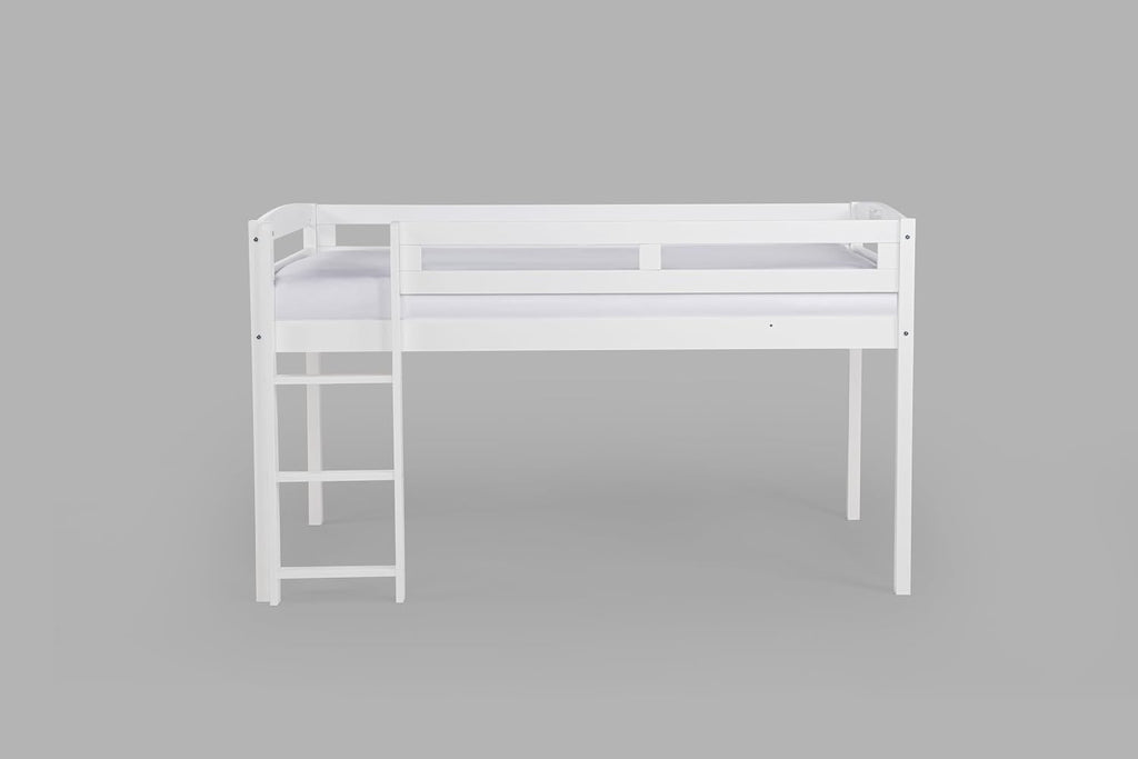 Tribeca Wood Low Loft Bed Frame / 14 Slat Supports/No Box Spring Necessary/Easy Assembly/Twin - White