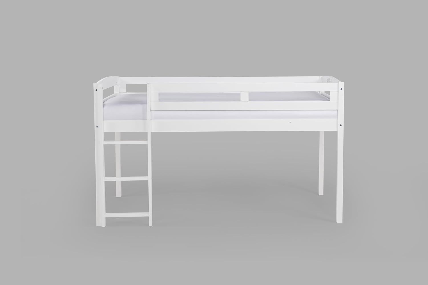 Tribeca Wood Low Loft Bed Frame / 14 Slat Supports/No Box Spring Necessary/Easy Assembly/Twin - White