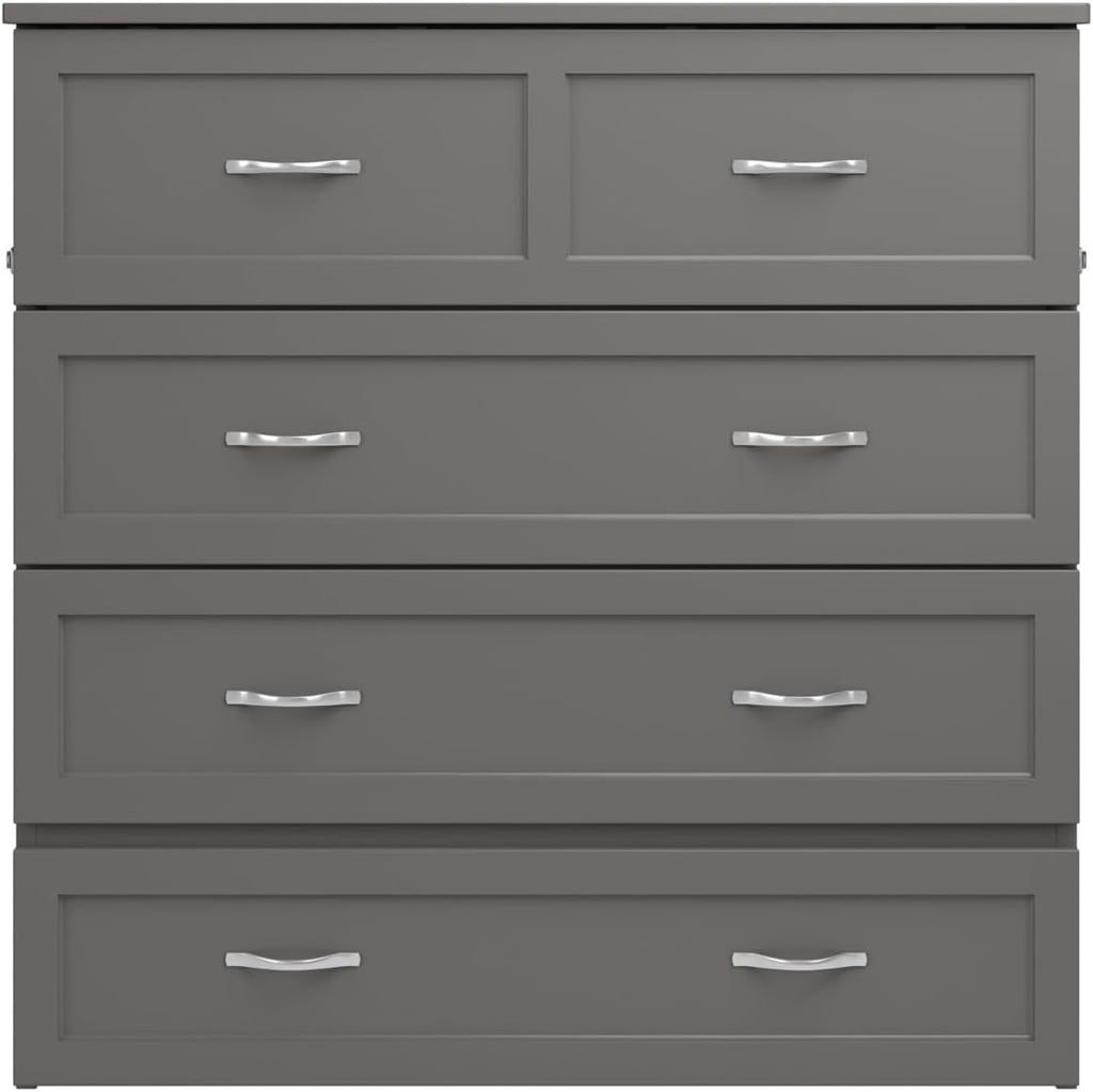 AFI, Northfield Murphy Bed Chest Twin XL with 6' Mattress, Storage Drawer & Built-in USB Charger, Grey