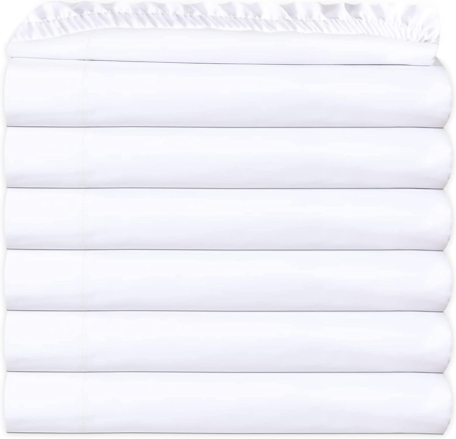 GOLD TEXTILES Full White Fitted Sheets Pack of 12 (54x80+12 Inches) Polycotton T200, Percale Weave - Economy Bed Sheet for Home Bedding, Hospital, Easy Care, Soft Feel (12, Full T-200 Fitted Sheet)