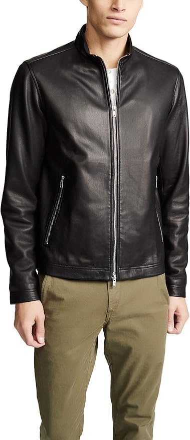 Theory Men's Morvek L.kelleher Leather Outerwear Jackets, Black, Medium US