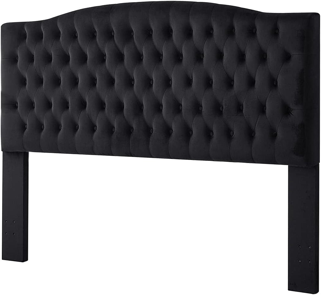 24KF Upholstered Tufted Button Velvet Headboard,Comfortable Fashional Headboard King/CA King Size,Black