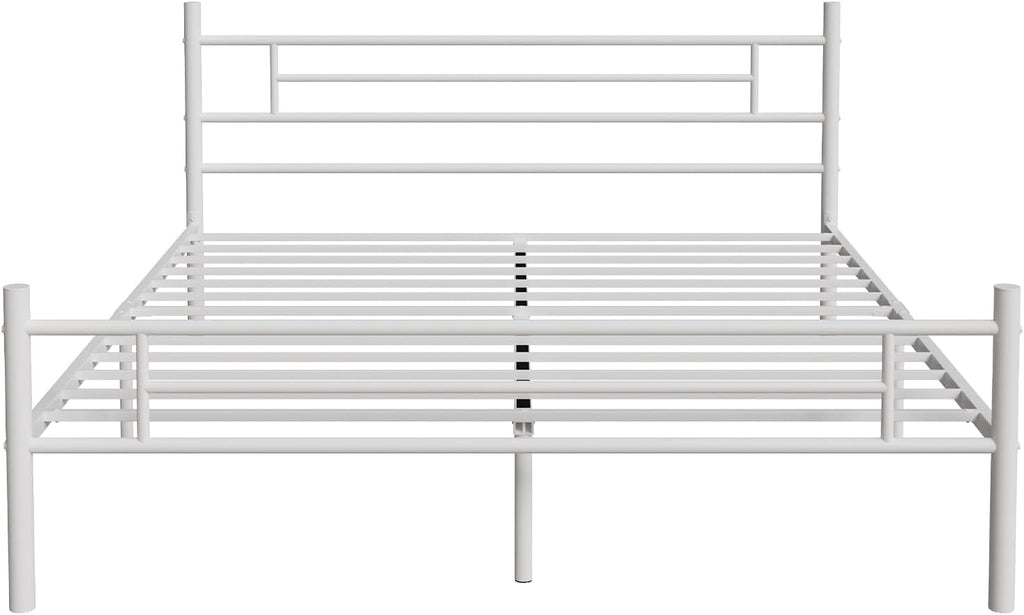 Novilla King Size Bed Frame with Headboard and Footboard, 14 Inch Metal Platform Bed Frame with Under Bed Storage, No Box Spring Needed, Strong Metal Slats Support, White