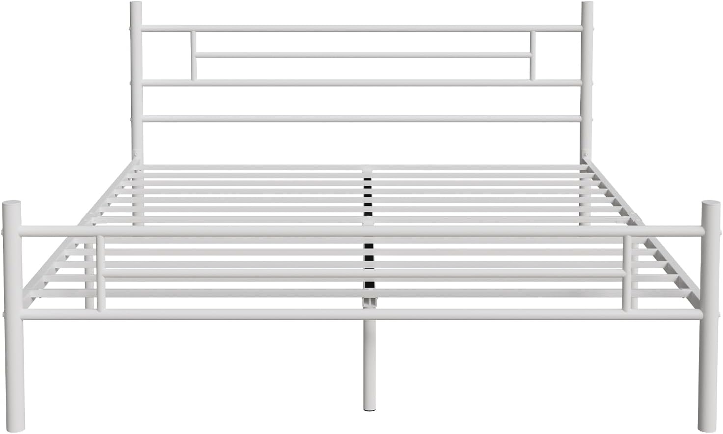 Novilla King Size Bed Frame with Headboard and Footboard, 14 Inch Metal Platform Bed Frame with Under Bed Storage, No Box Spring Needed, Strong Metal Slats Support, White