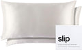 slip The Original King Silk Pillow Case Duo - 100% Pure 22 Momme Mulberry Silk - King Standard Size - Anti-BedHead, Anti-Sleep Crease, White (20' x 36')