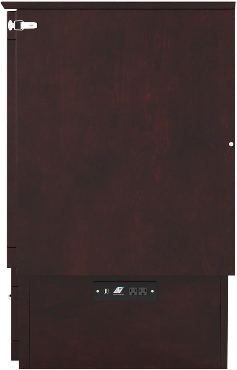 AFI, Nantucket Twin Murphy Bed Chest with Mattress, Storage Drawer and Built-In USB Charger, Espresso