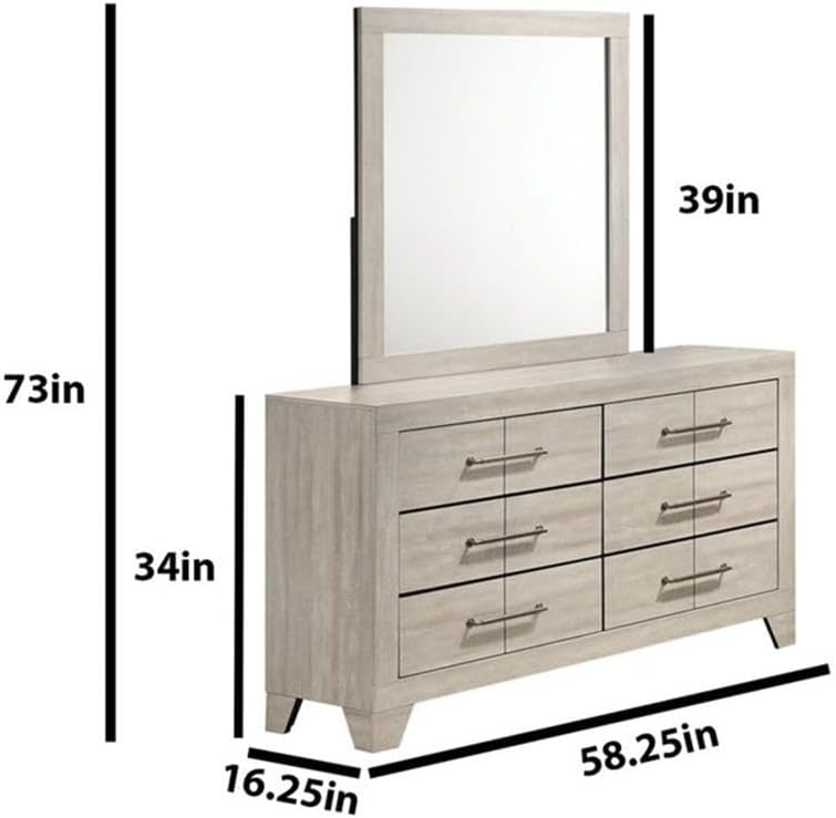 Best Quality Furniture 5 Piece Bedroom Set in Rustic Gray Oak Wood in Queen