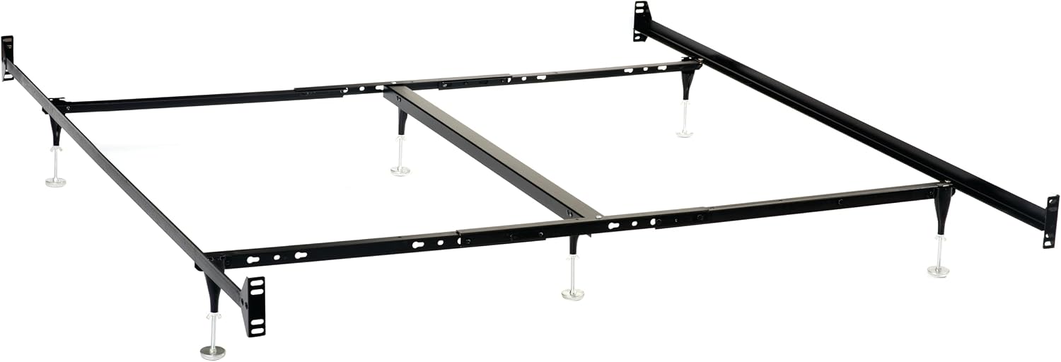 Coaster Home Furnishings Esme Metal Bed Frame Adjustable 6-Leg Base for Box Spring and Mattress Queen and Eastern King Black 9602QK