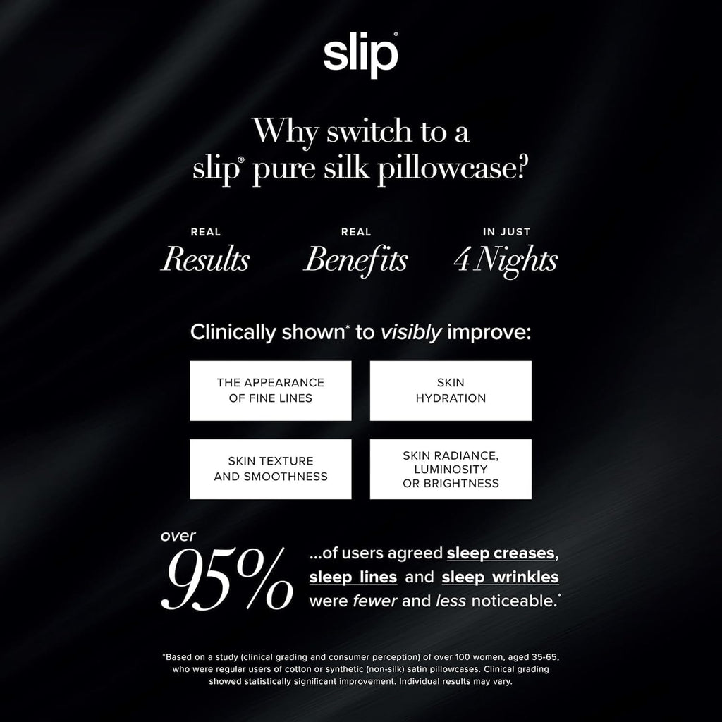 slip King Pure Silk Pillow Case - 100% Pure 22 Momme Mulberry Silk - King Size Standard Pillow Case -Anti-BedHead, Anti-Sleep Crease, White (20' x 36')