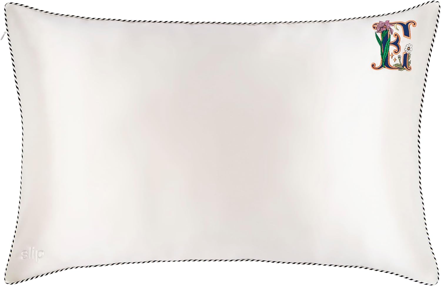 slip The Original Queen Pure Silk Pillow Case - 100% Pure 22 Momme Mulberry Silk - Queen Standard Size - Anti-Aging, Anti-BedHead, Anti-Sleep Crease, Initial Collection: Letter E (20' x 30')
