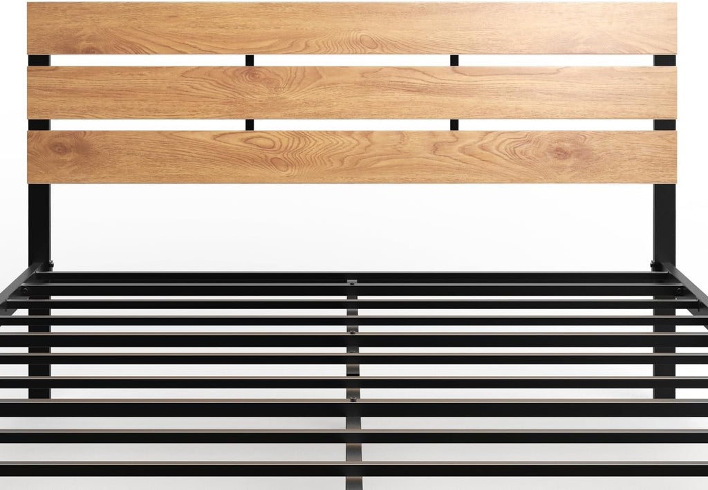 BONSOIR King Size Bed Frame Steady Steel Platform with Wood Headboard/Footboard,No Box Spring Needed, Easy Assembly, Squeaking Free (King Size)