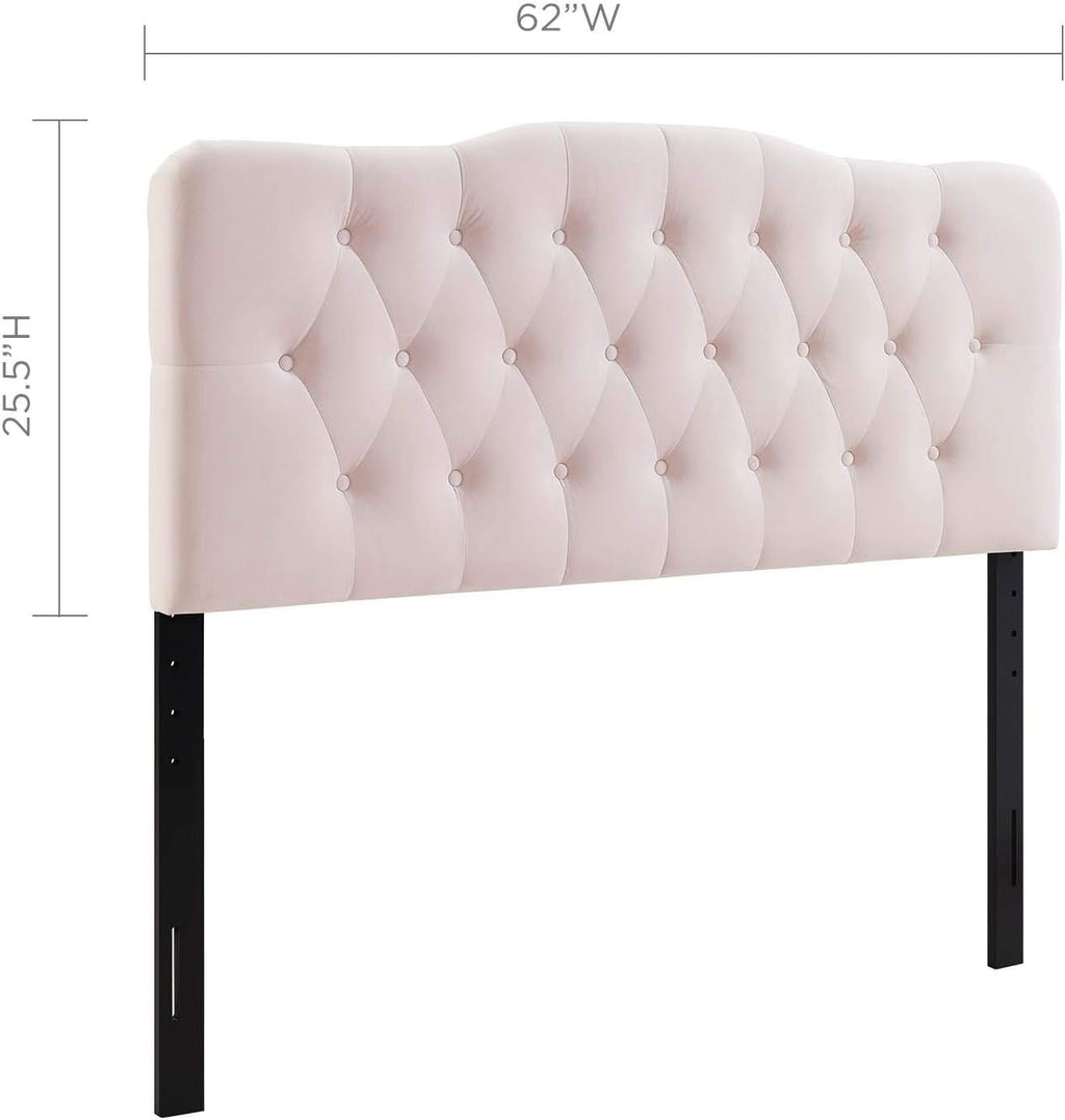 Modway Annabel Diamond Tufted Performance Velvet Queen Headboard in Pink