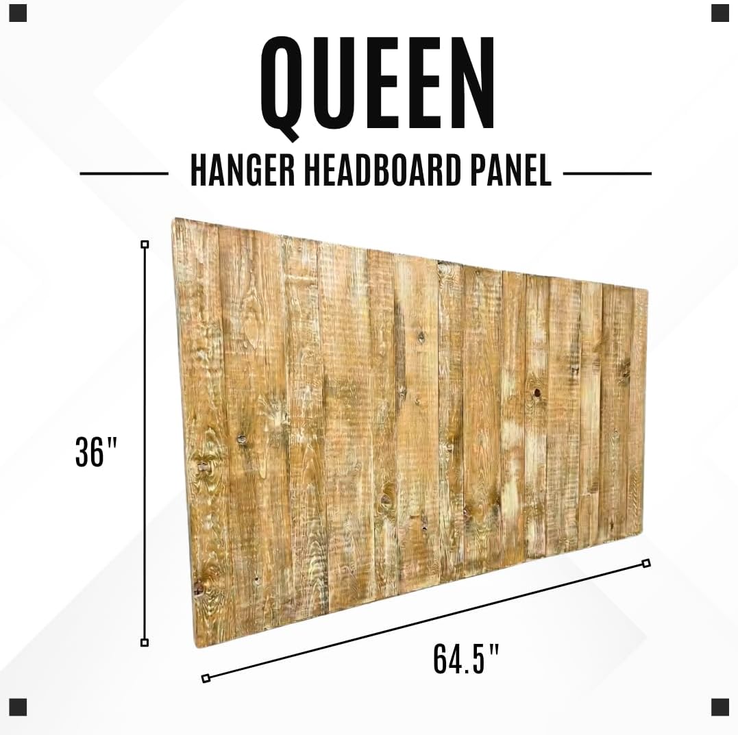 Barn Walls Boho Whitewash Headboard, Bohemian Design, Solid Wood Headboard, Floating Panels, Wall Mount, Adjustable Height, Easy Assembly, Queen Size