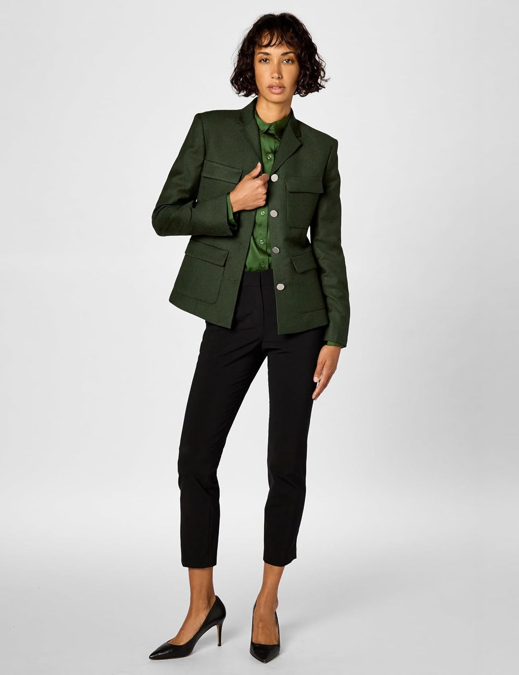 Theory Women's Flannel Long Sleeve Military Jacket