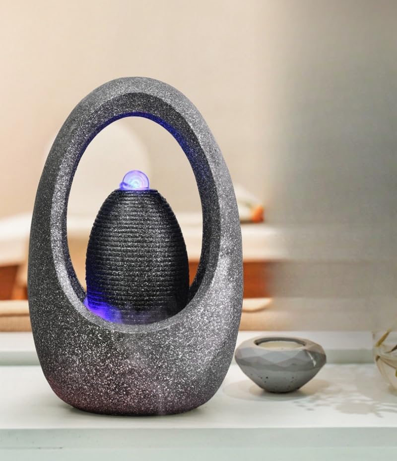 Tabletop Water Fountain Indoor - Water Fountain Decor for Meditation, Relaxation for Yoga, Study, Tea, Living Room, Office, Beauty Club Decor (Medium)