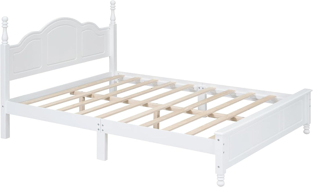 Harper & Bright Designs 3 Pieces Queen Bedroom Sets, Wooden Queen Size Platform Bed with 2 Nightstands, Retro Design Queen Bedroom Furniture Sets, Easy to Assemble (White)