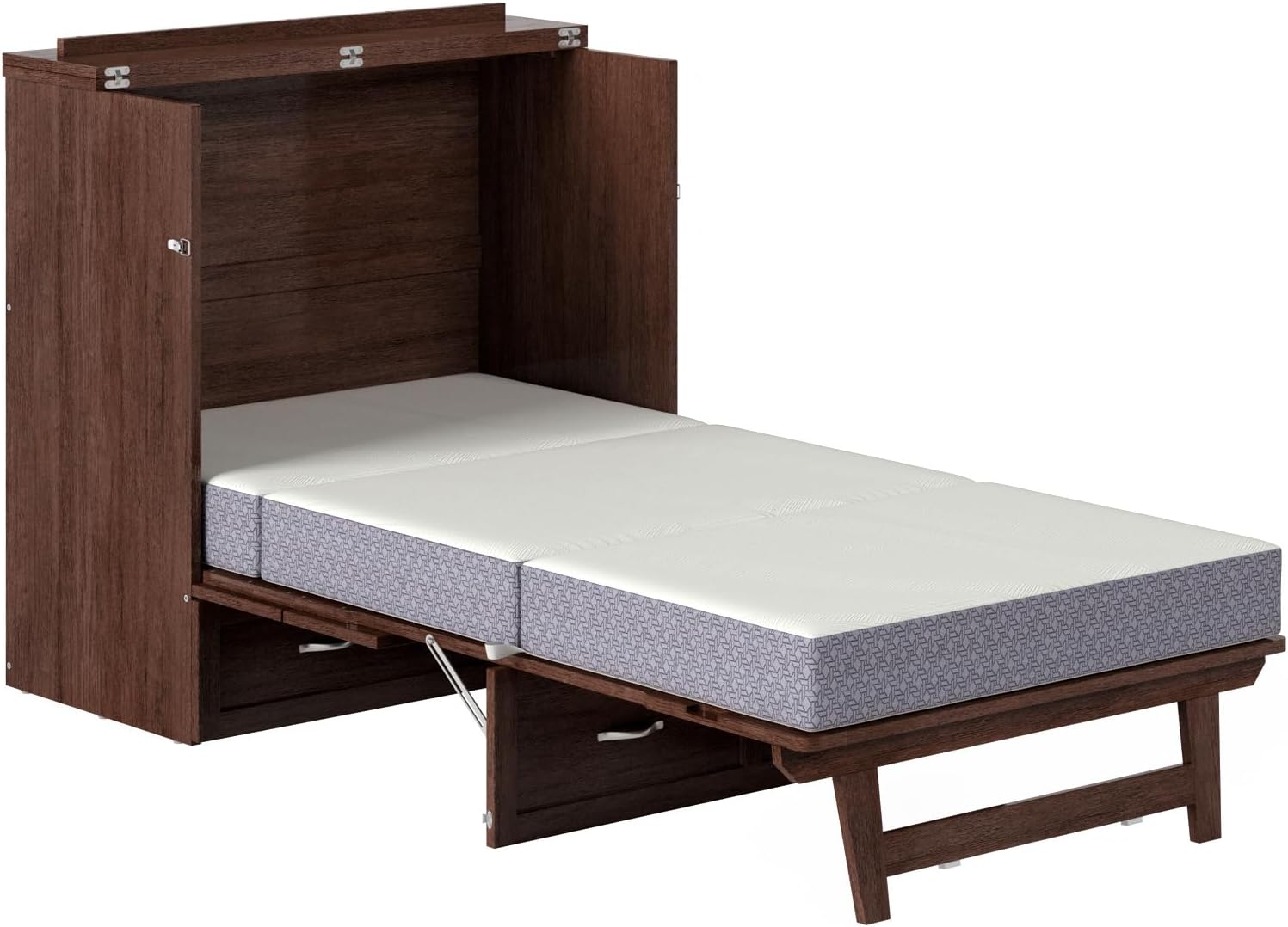 AFI, Northfield Murphy Bed Chest Twin XL with 6' Mattress, Storage Drawer & Built-in USB Charger, Burnt Amber