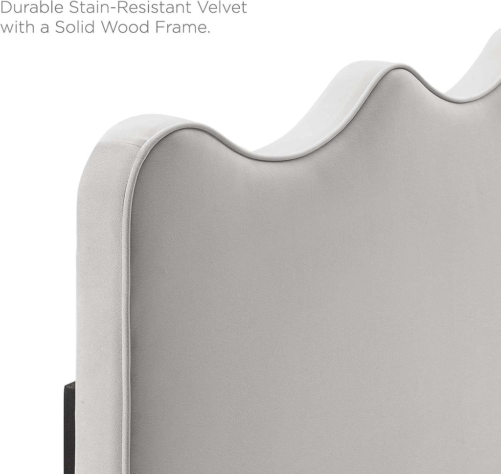 Modway Athena Performance Velvet Twin Headboard in Light Gray